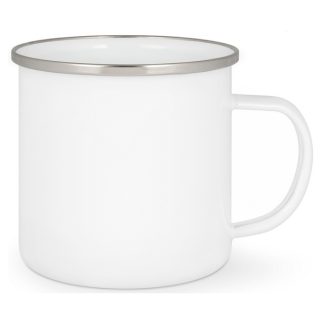 Emailletasse mit farbigem Tassenrand