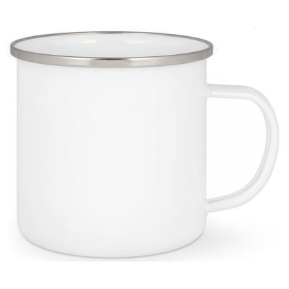 Emailletasse mit farbigem Tassenrand
