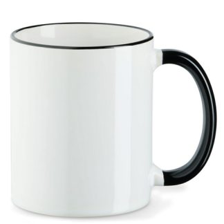 Tasse mit farbigem Henkel und Rand